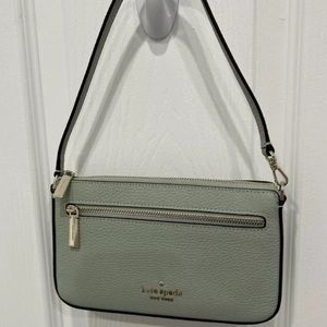 Kate Spade Leila Leather Convertible Wristlet Wallet Mini Bag Light Pistachio